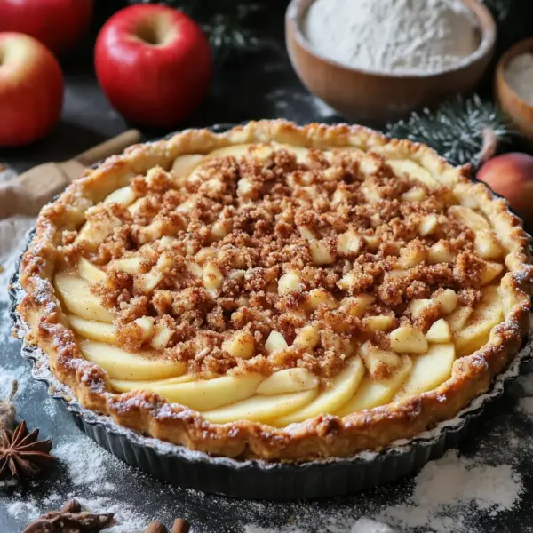 Apfelkuchen vom Blech - mit Pudding und knusprigen Streusel