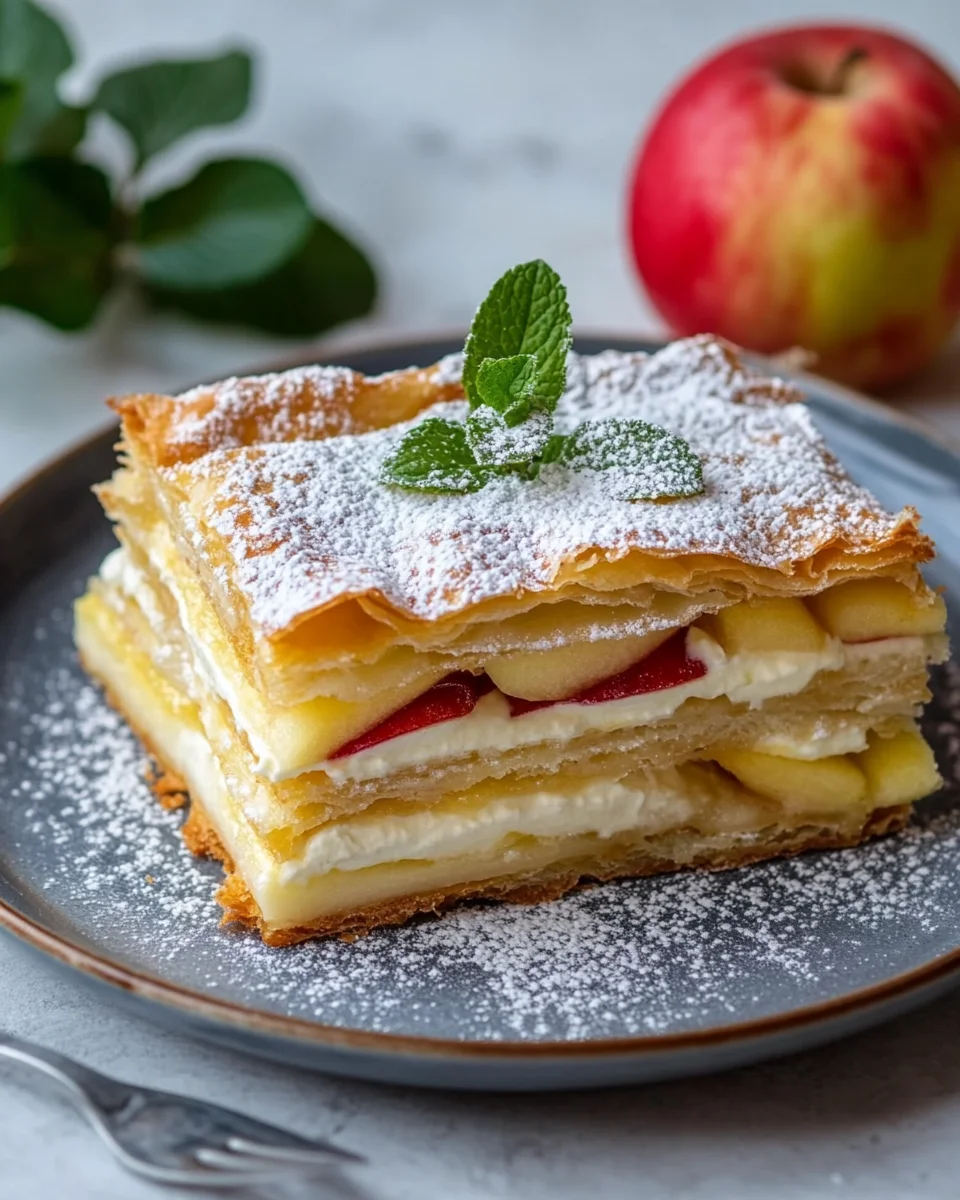 Blätterteigkuchen mit Puddingcreme und Apfel 18 Blätterteigkuchen