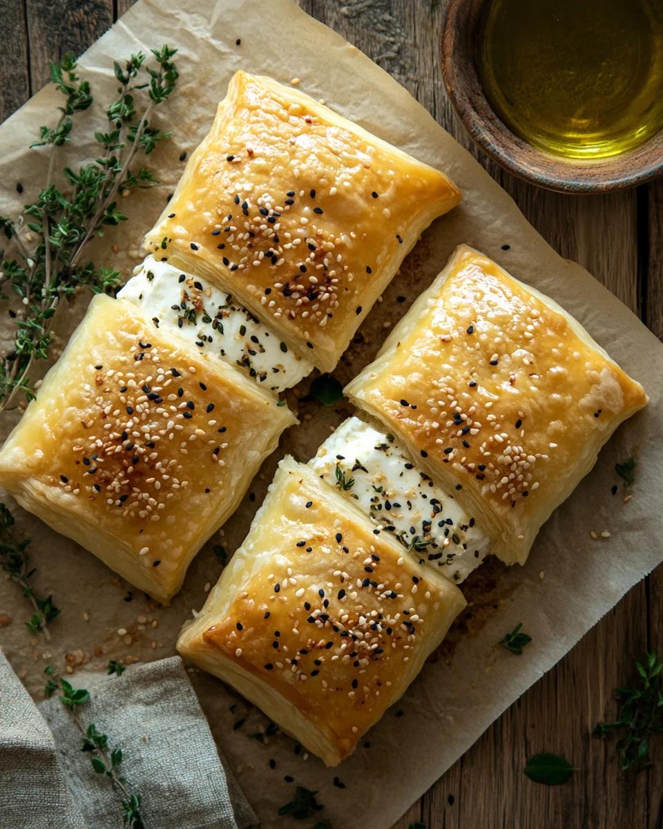 Feta im Blätterteig mit Sesam und Thymian 17 Feta