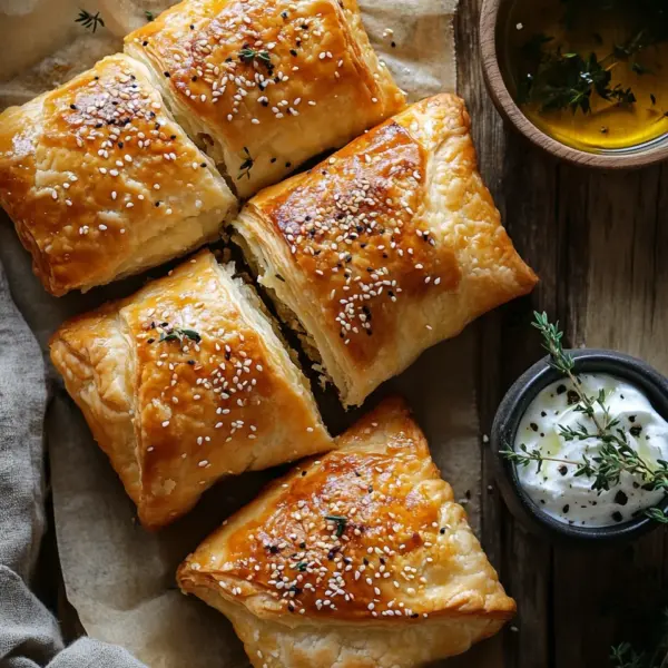 Feta im Blätterteig mit Sesam und Thymian