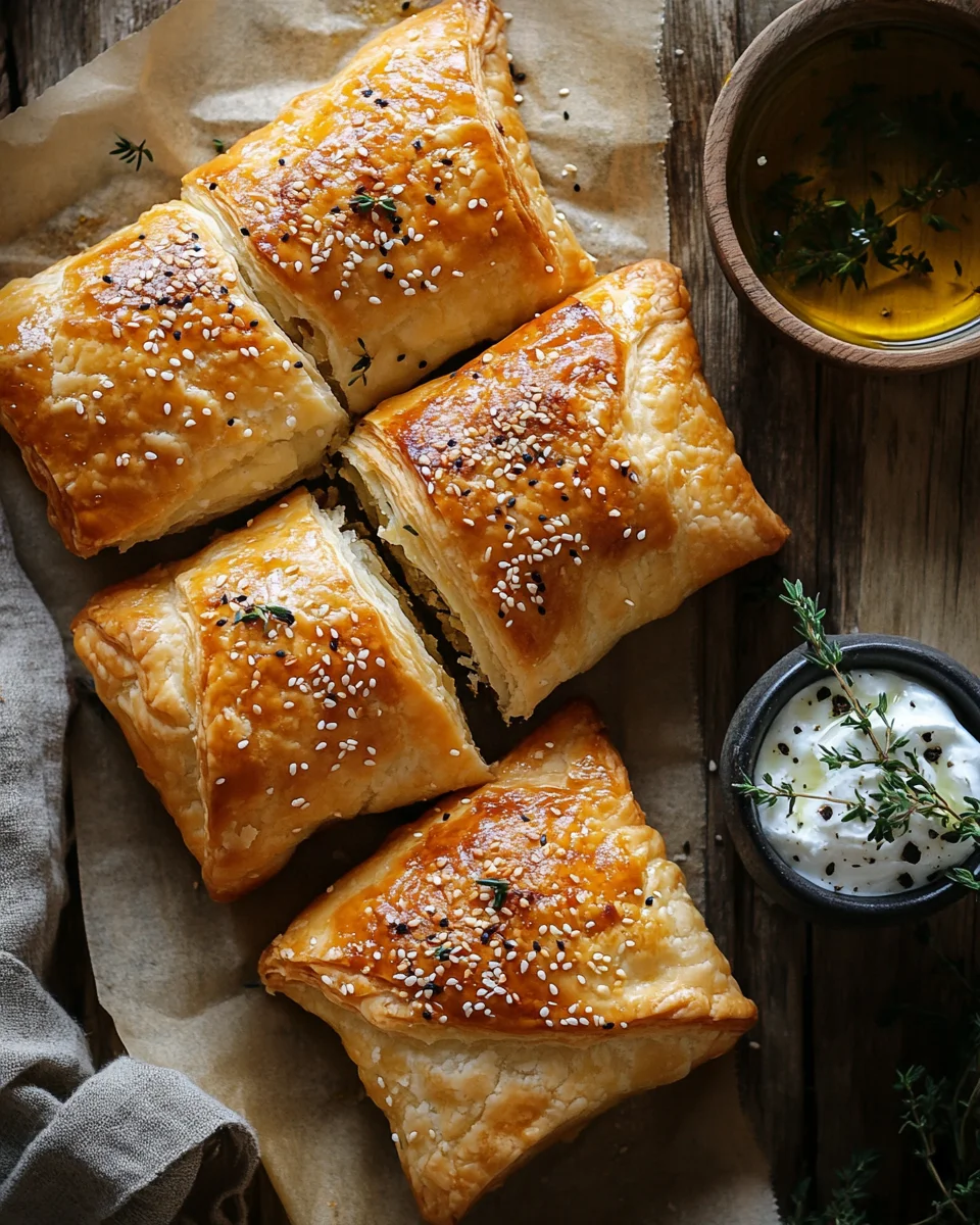 Feta im Blätterteig mit Sesam und Thymian