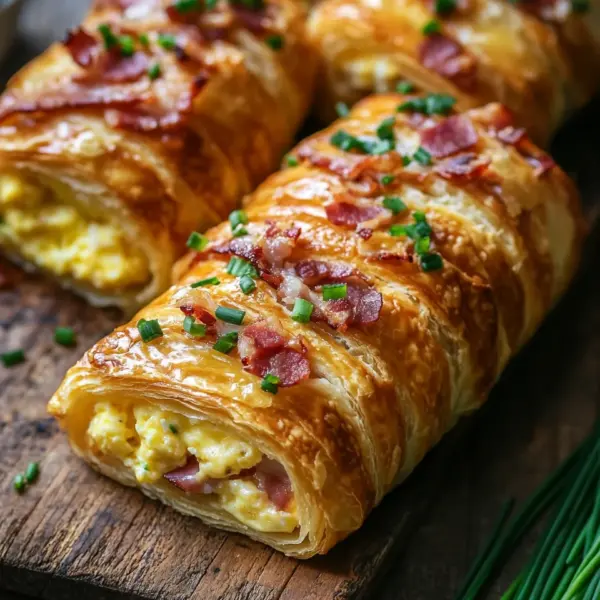 Frühstücksrollen mit Rührei, Käse und Speck