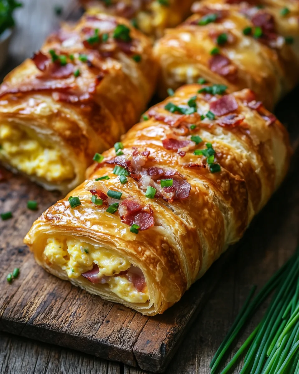 Frühstücksrollen mit Rührei, Käse und Speck