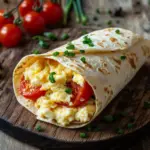 Fr&uuml;hst&uuml;ckswrap mit Ei, K&auml;se und Tomaten