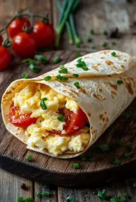 Frühstückswrap mit Ei, Käse und Tomaten 24 Frühstückswrap mit Ei, Käse und Tomaten