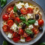 Griechische Reisnudeln mit Tomaten, Feta und Oliven
