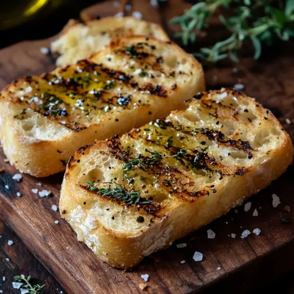 Grillbrot mit Olivenöl und Meersalz