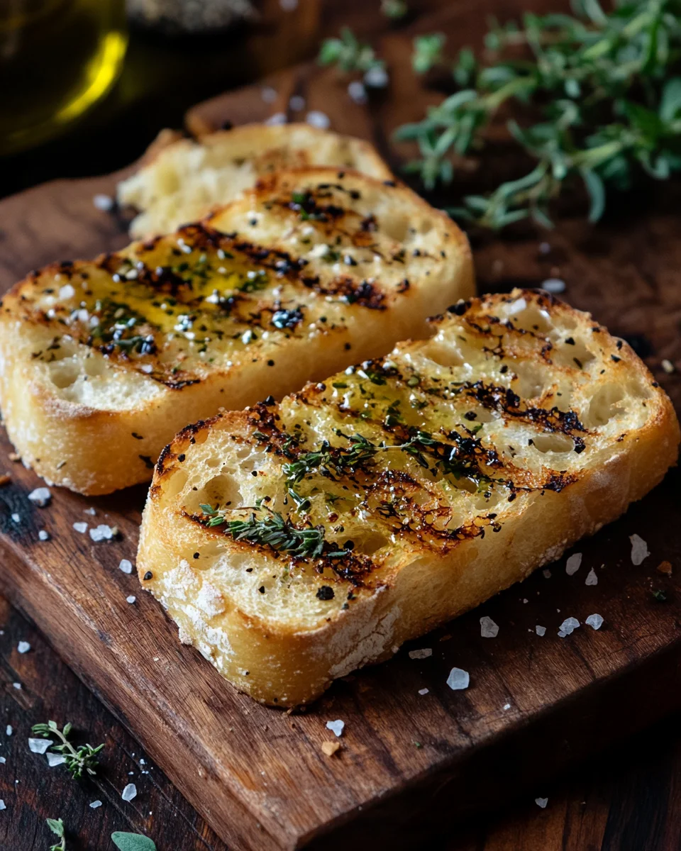 Grillbrot mit Olivenöl und Meersalz