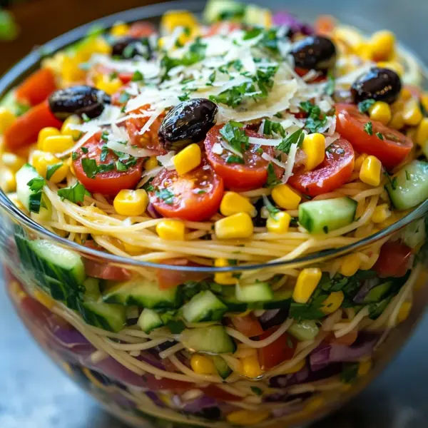 Italienischer Spaghetti-Schichtsalat