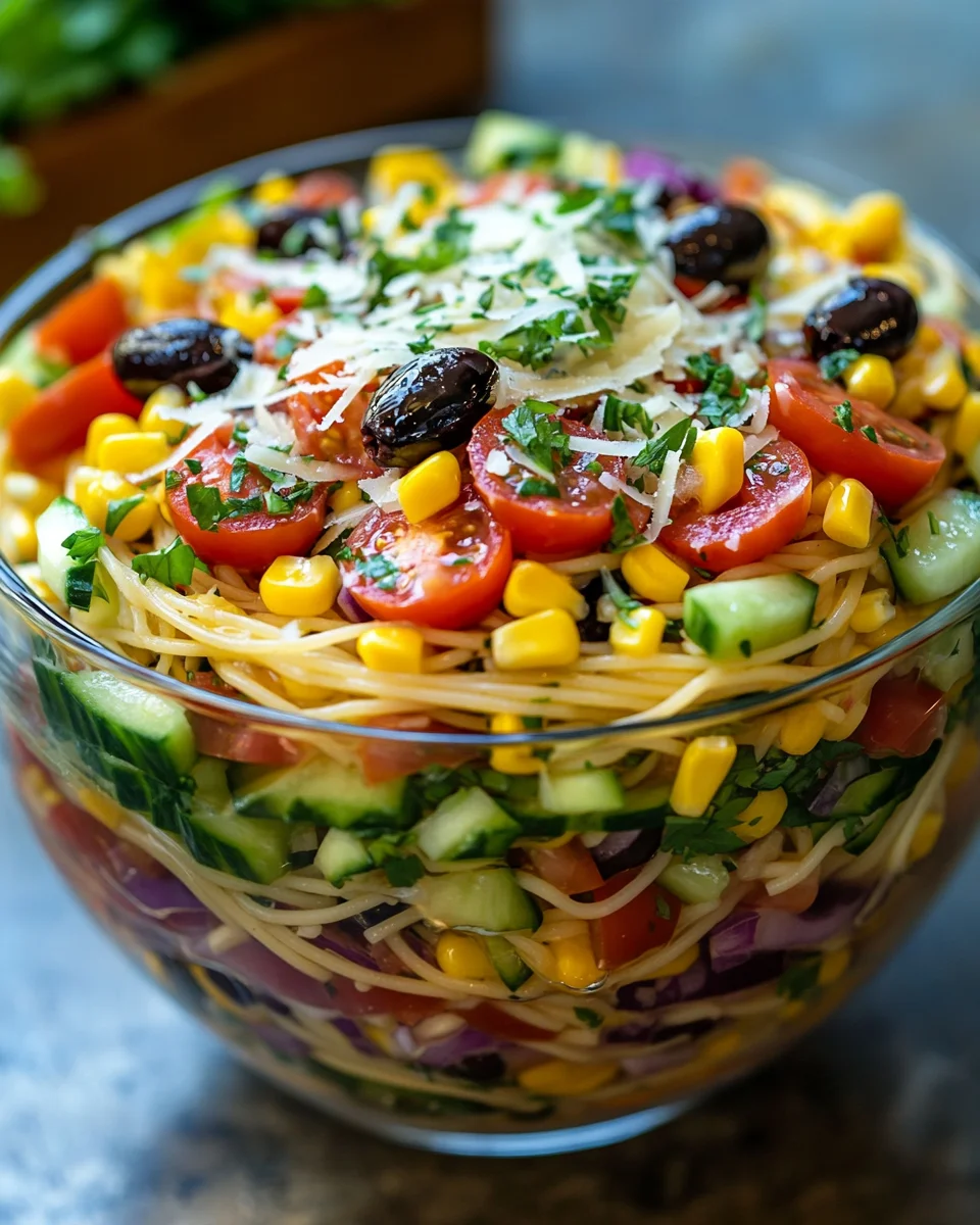Italienischer Spaghetti-Schichtsalat