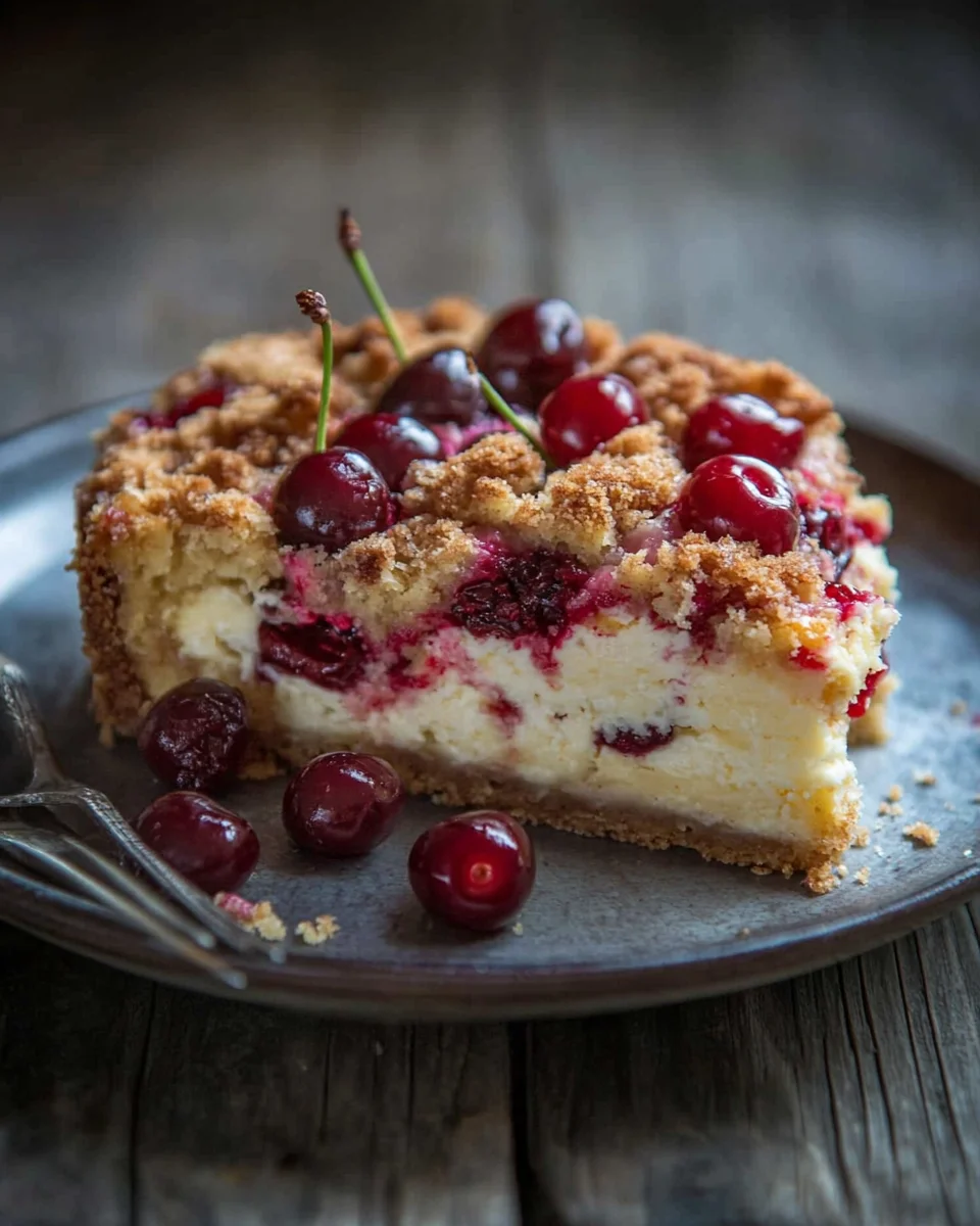 K&auml;sekuchen mit Kirschen