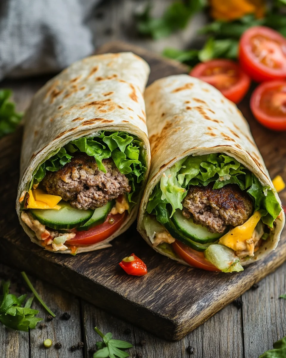 Kalorienarmer Burger-Wrap unter 250 Kalorien