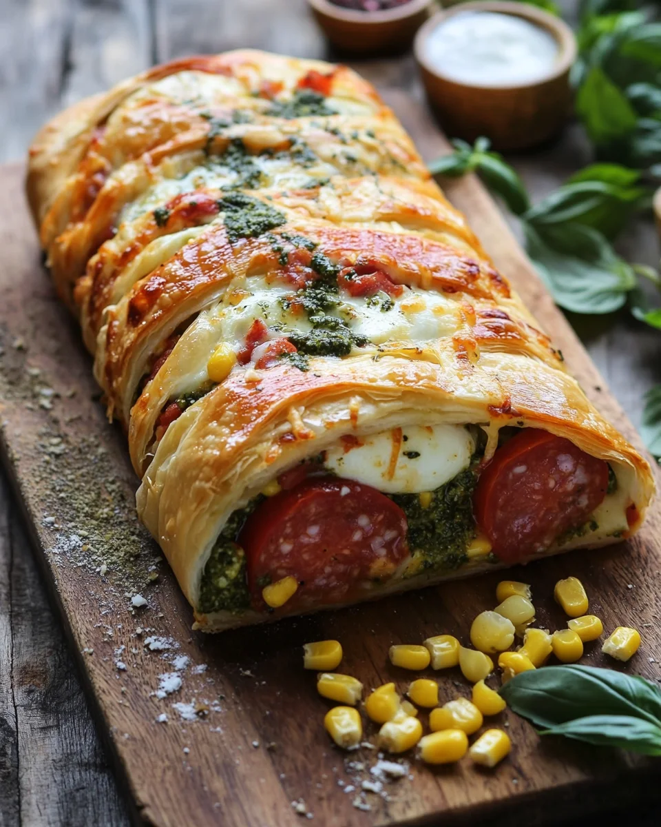 Pizza-Strudel aus fertigem Pizzateig
