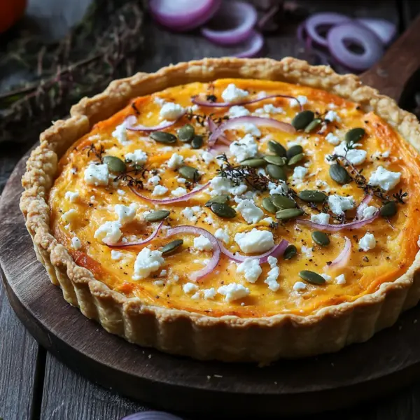 Saftige Kürbis-Quiche mit Feta