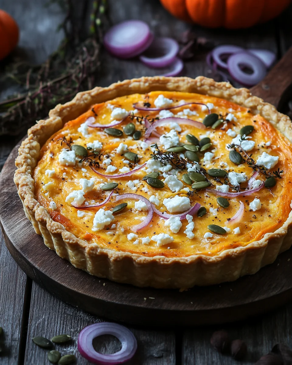 Saftige K&uuml;rbis-Quiche mit Feta