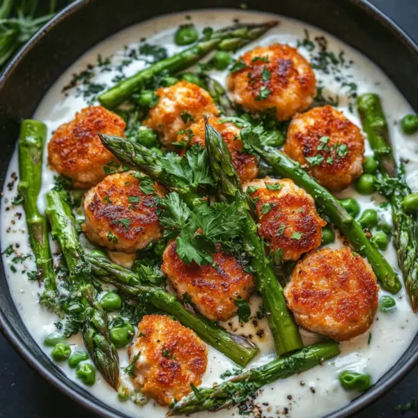 Spargelpfanne mit Frikadellen