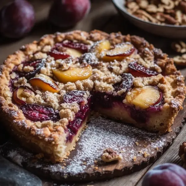 Walnuss-Zwetschgenkuchen mit Zimt-Streuseln